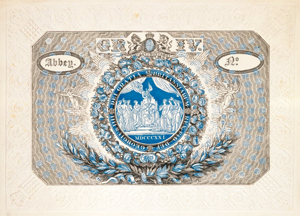 Detail of Admission ticket to the Abbey for The Coronation of King George IV. England, early 19th century by Unknown