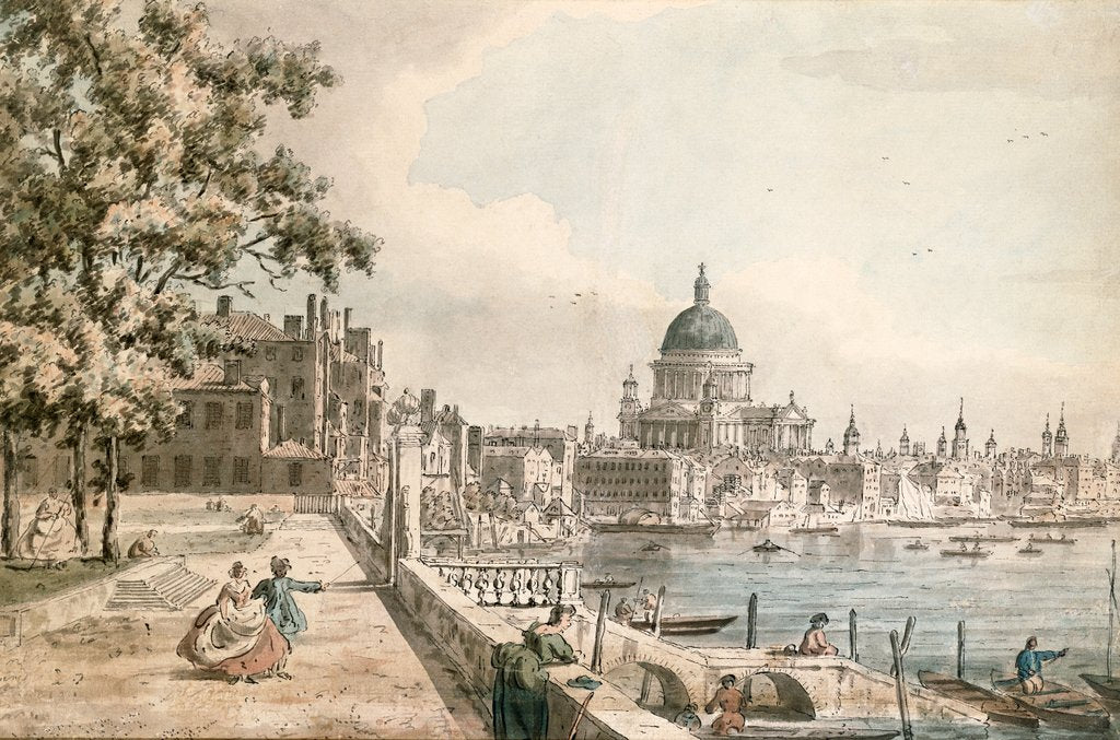 Detail of St Paul's Cathedral from the terrace of Old Somerset House by William James