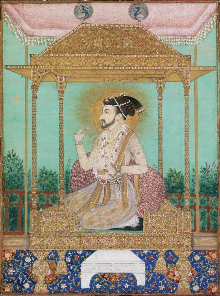 Detail of Shah Jahan seated on Peacock Throne, Mughal Style. India, early 17th century by Unknown