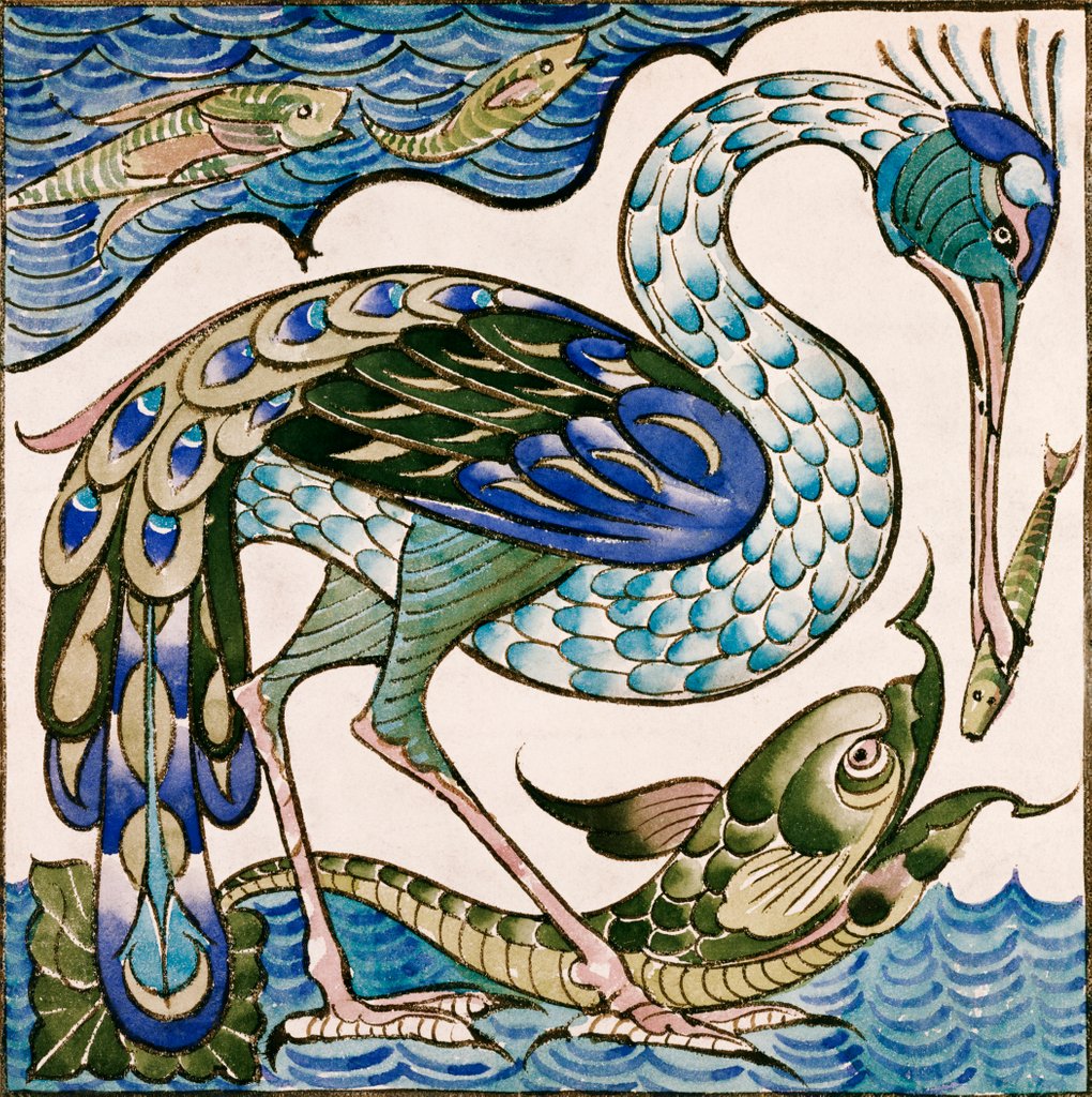 Detail of Heron and Dolphin by William Frend De Morgan