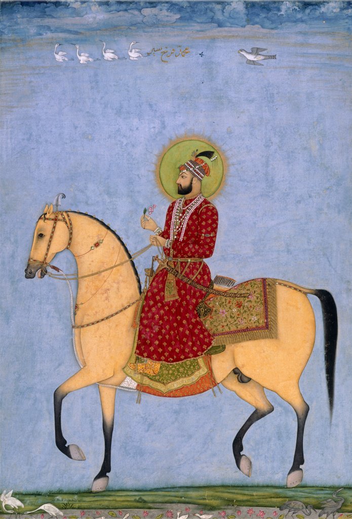 Detail of Emperor Muhammad Famukhsiyar on horseback. India, early 18th century by Unknown
