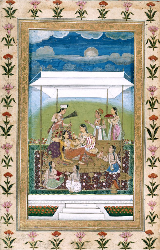 Detail of Ladies on a terrace under a canopy. India, Mughal period, c.1725-30 by Unknown