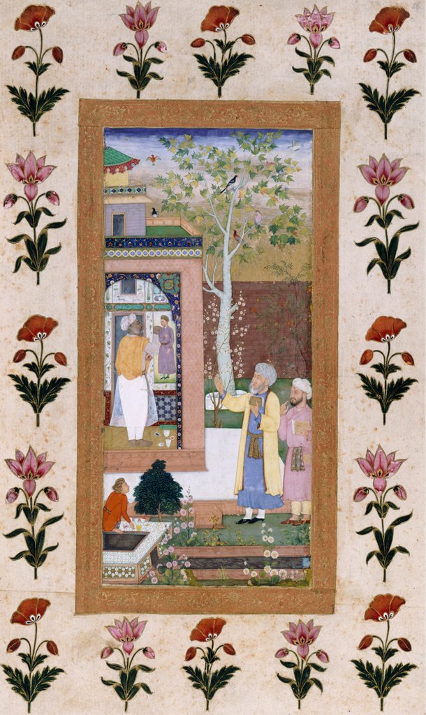 Detail of An artist decorating the inner wall of a pavilion. India, early 17th century by Unknown