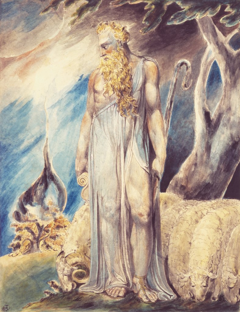 Detail of Moses and the burning bush by William Blake
