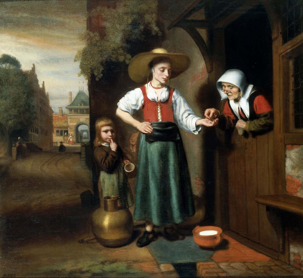 Detail of The Milkwoman by Nicolaes Maes