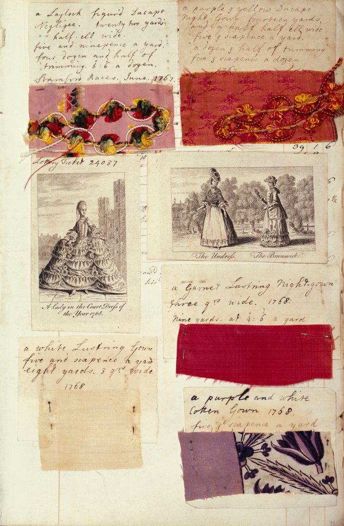 Detail of Two pages from a textile album by Barbara Johnson