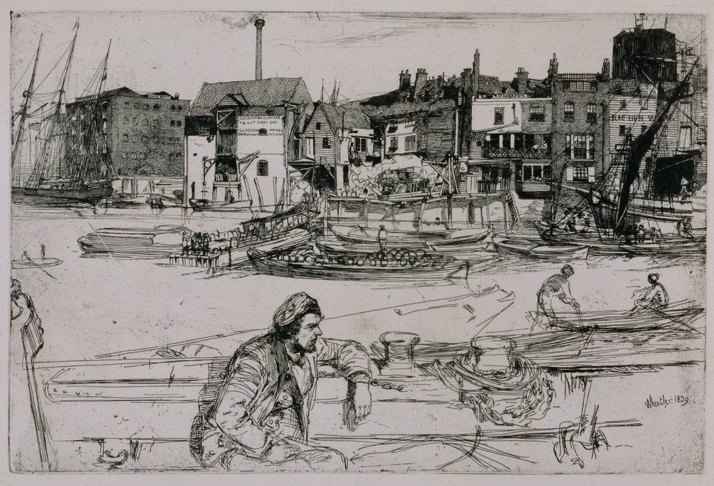 Detail of Black Lion Wharf, London by James Abbott McNeill Whistler