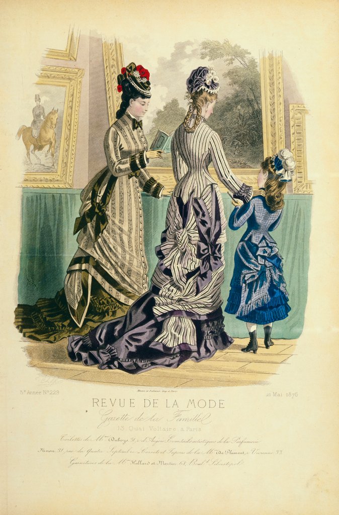 Detail of Woman`s & Girl`s Fashions, visiting an art gallery. Paris, France, 1876 by Anonymous