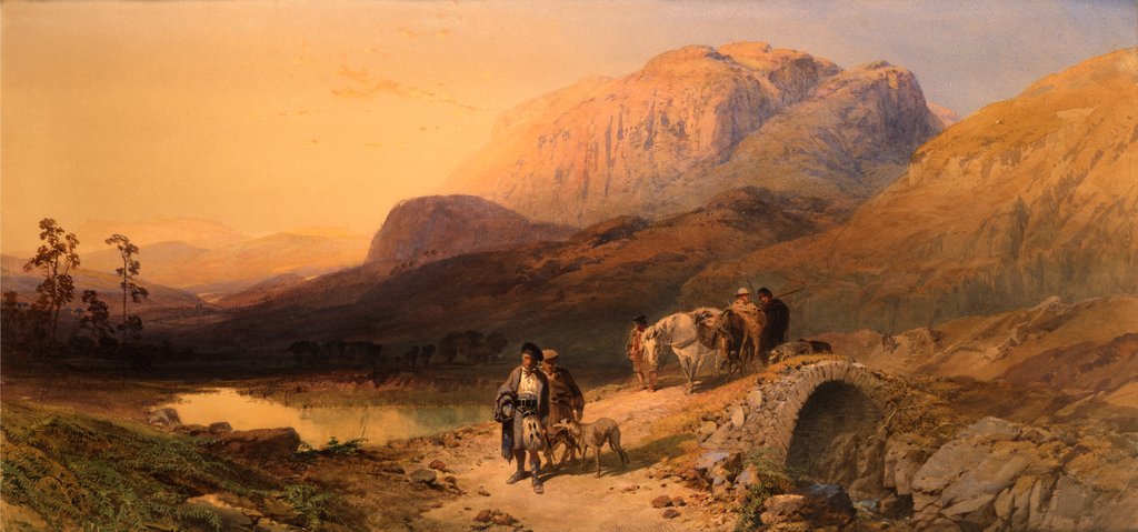 Detail of On The Clunie, Aberdeenshire by Thomas Miles Richardson The Younger