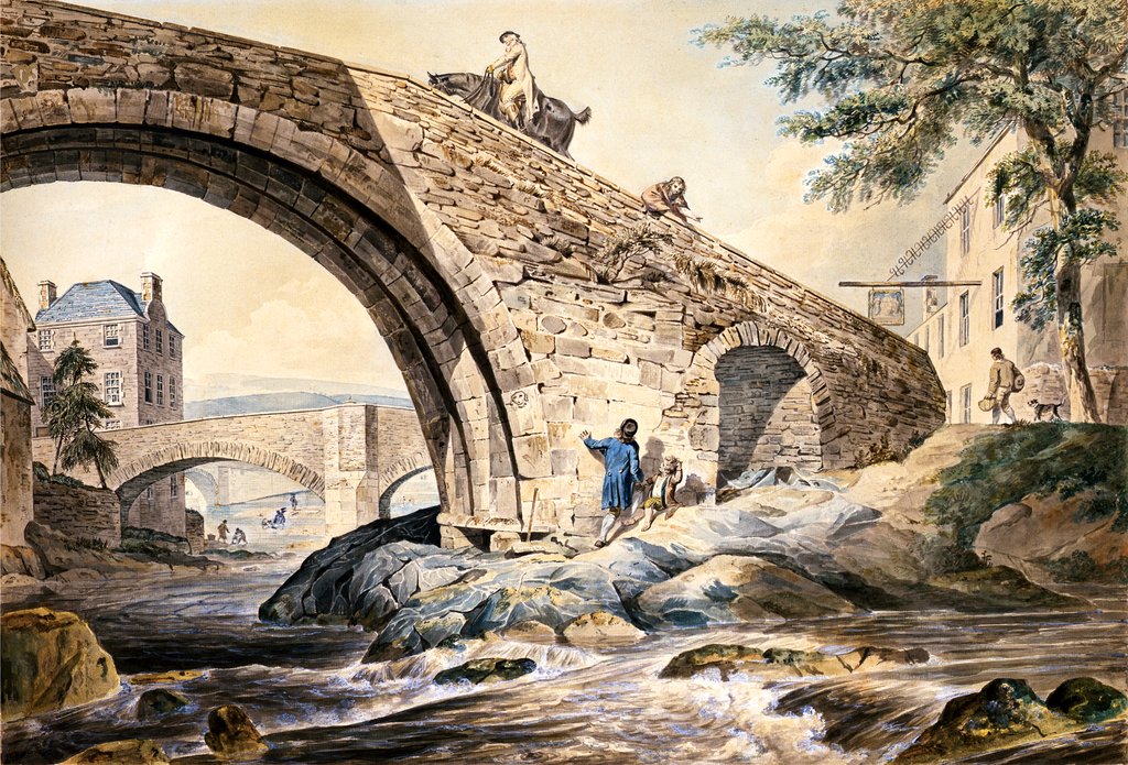 Detail of View of the Bridges at Hawick by Charles Catton