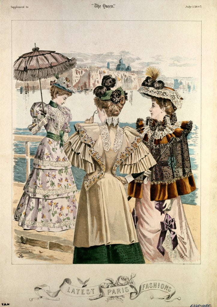 Detail of Latest Paris Fashions from The Queen. France, 1893 by Adolf Karl Sandoz