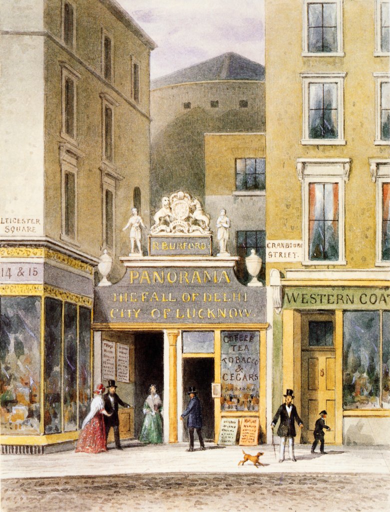 Detail of Cranbourne Street - Entrance to Burford's Panorama by T. H. Shepherd