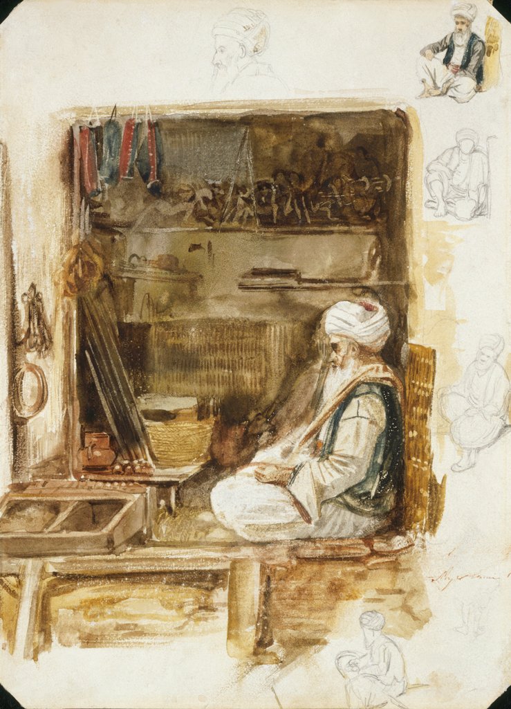 Detail of Old Merchant in the Souk by William Wyld