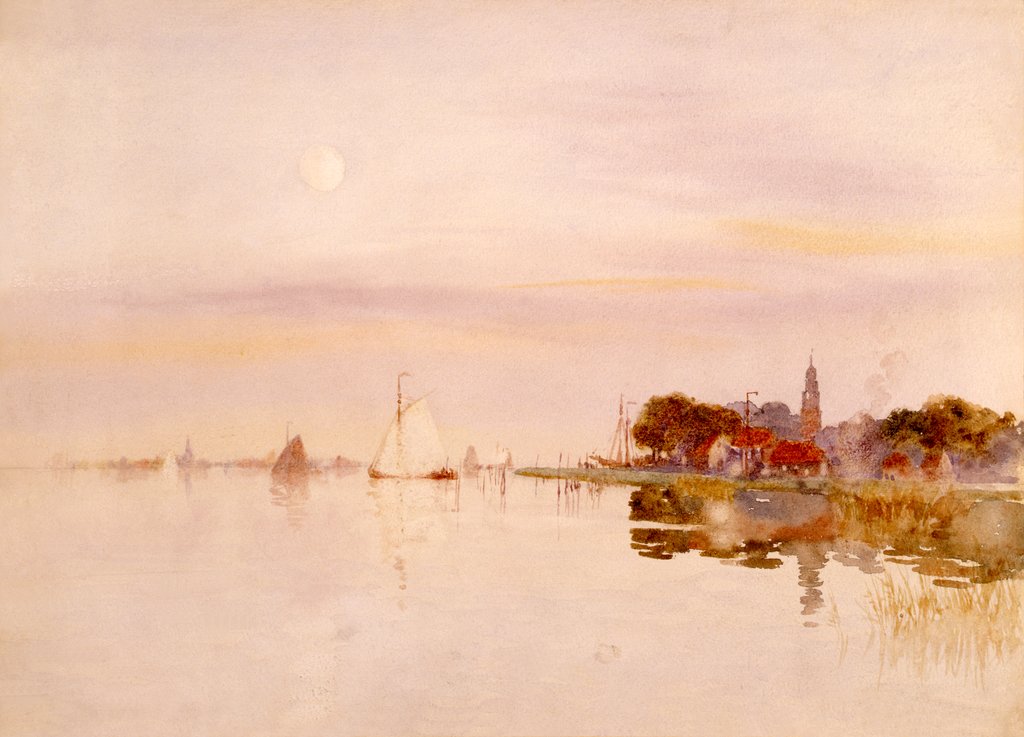 Detail of Moonlight Over Marken by Herbert Menzies Marshall