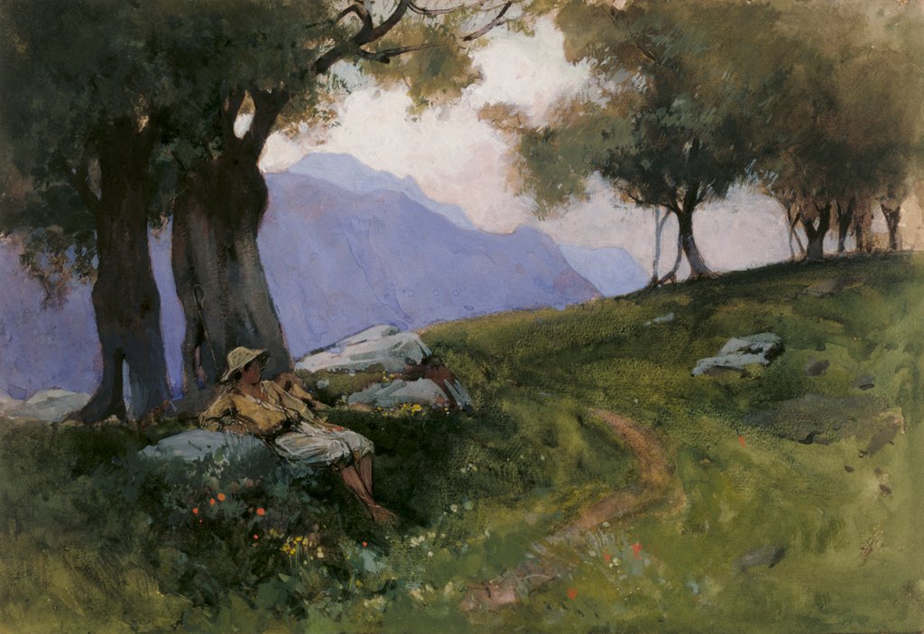 Detail of Hillside of Lake Garda by George Petrie