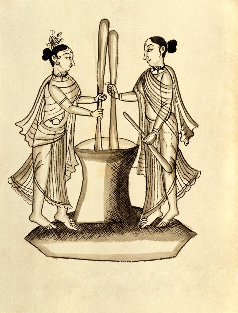 Detail of Newari women making rice by Unknown
