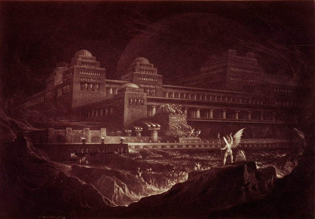 Detail of The devils construct Satan's palace, Pandemonium, illustration from Paradise Lost by Anonymous