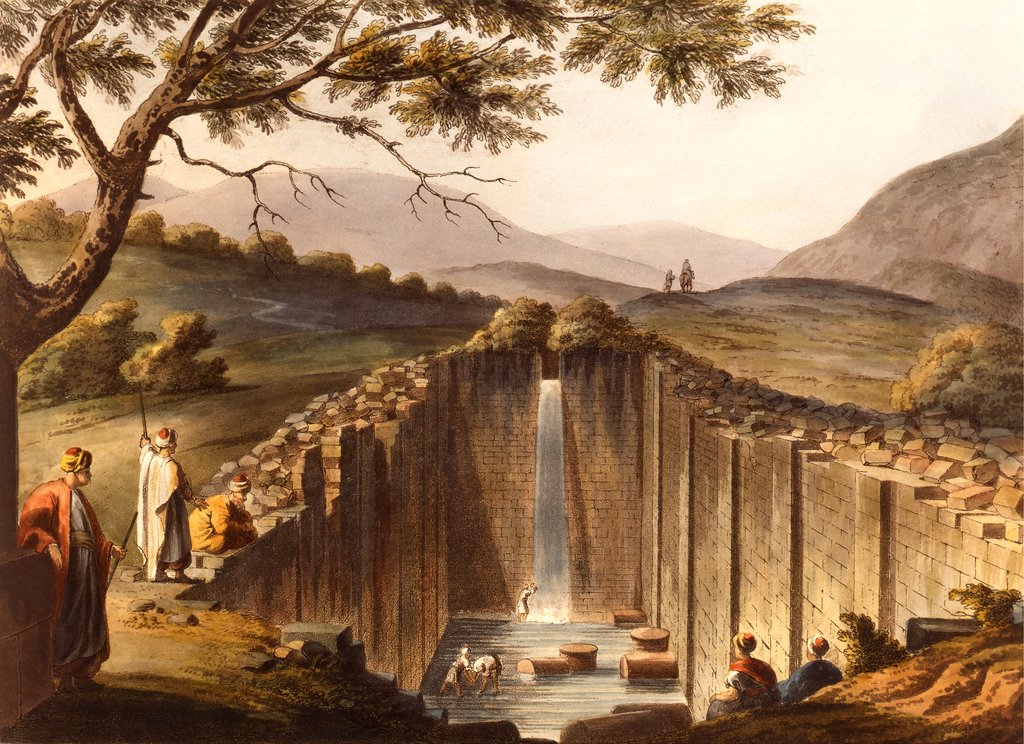 Detail of Fountain of The Siloe from Palestine by Luigi Mayer