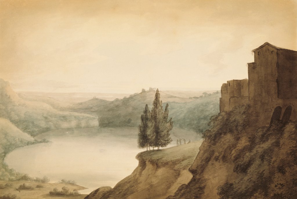 Detail of The Lake of Nemi by John Robert Cozens