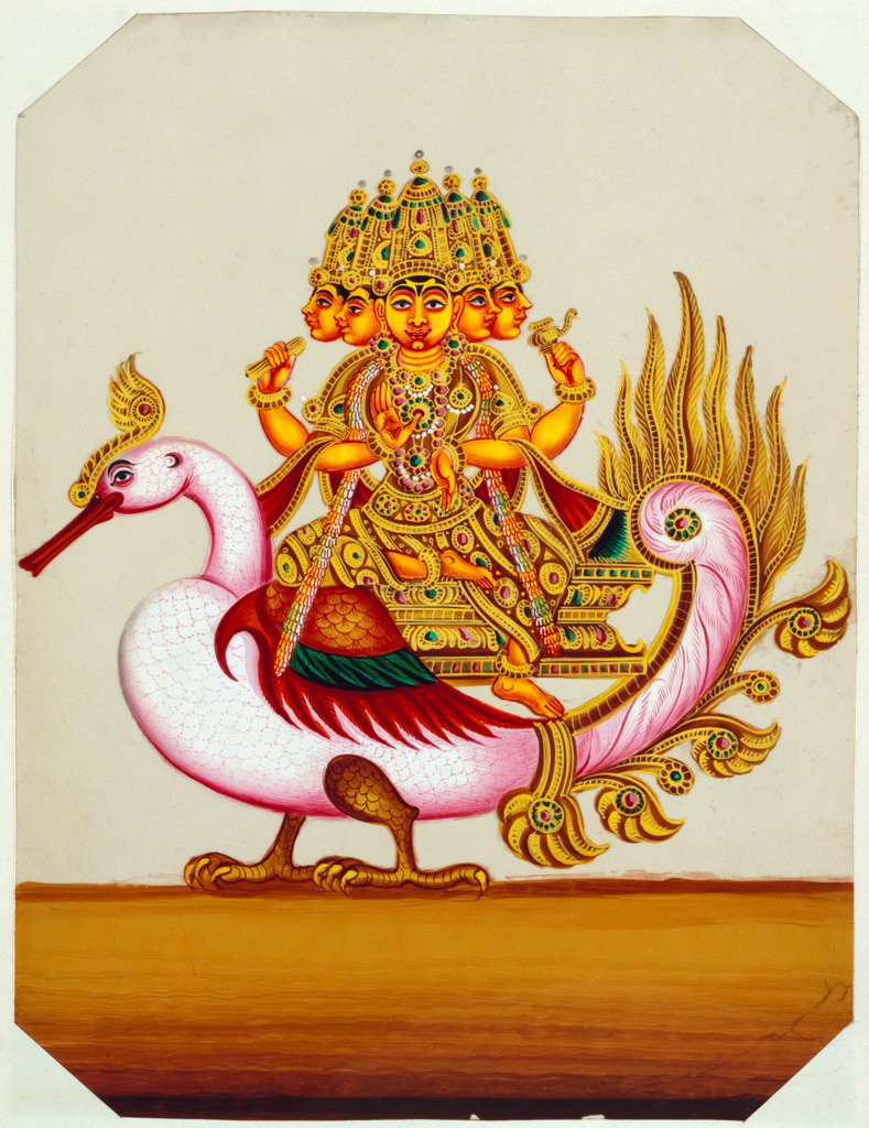 Detail of Five-headed Brahma on a goose by Unknown