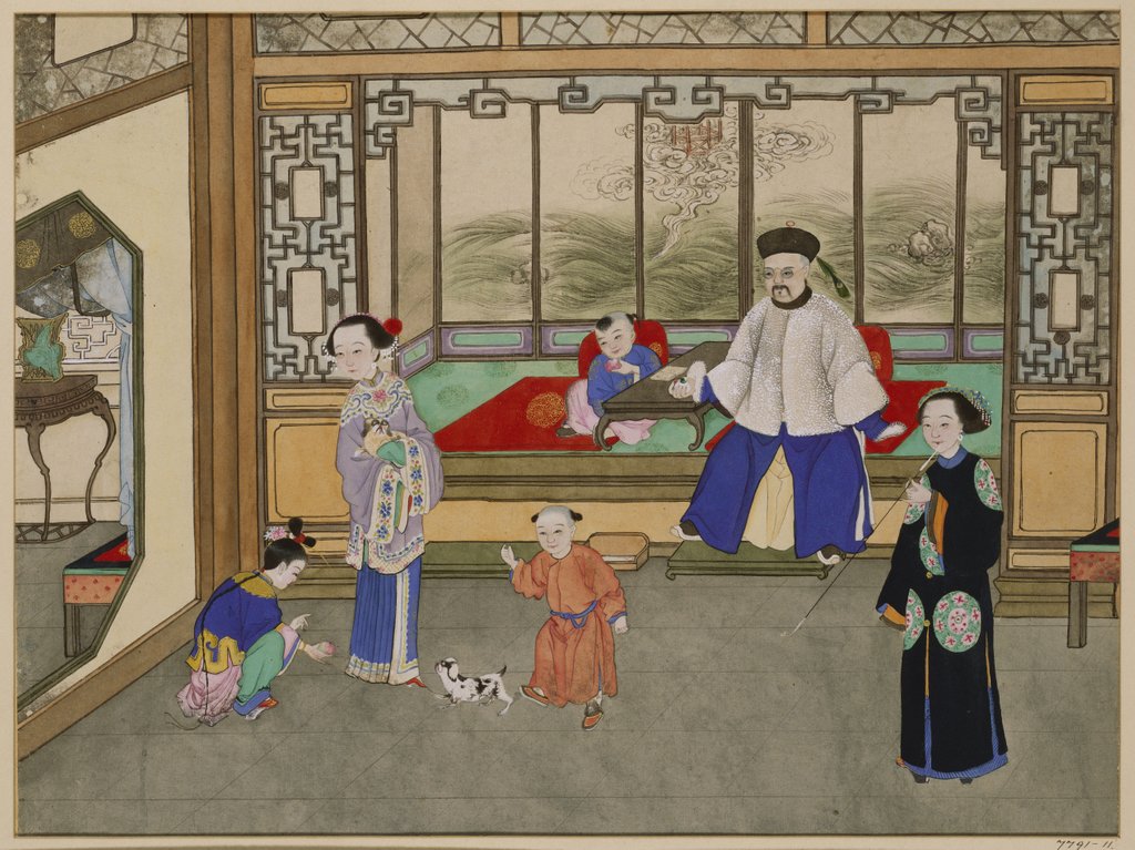 Detail of Domestic scene with children playing. China, mid-19th century by Unknown