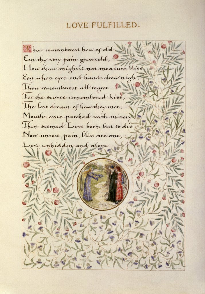 Detail of Title page from Love Fulfilled by William Morris