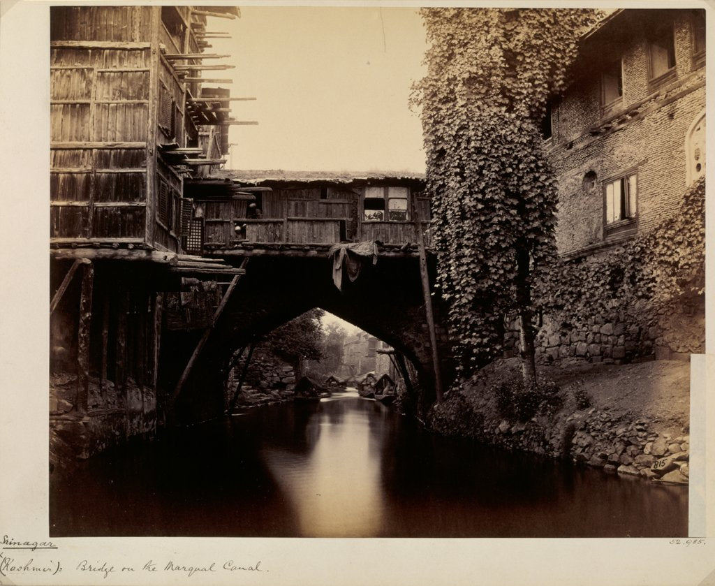 Detail of Srinagar, Kashmir, Bridge over the Marqual Canal by Samuel Bourne