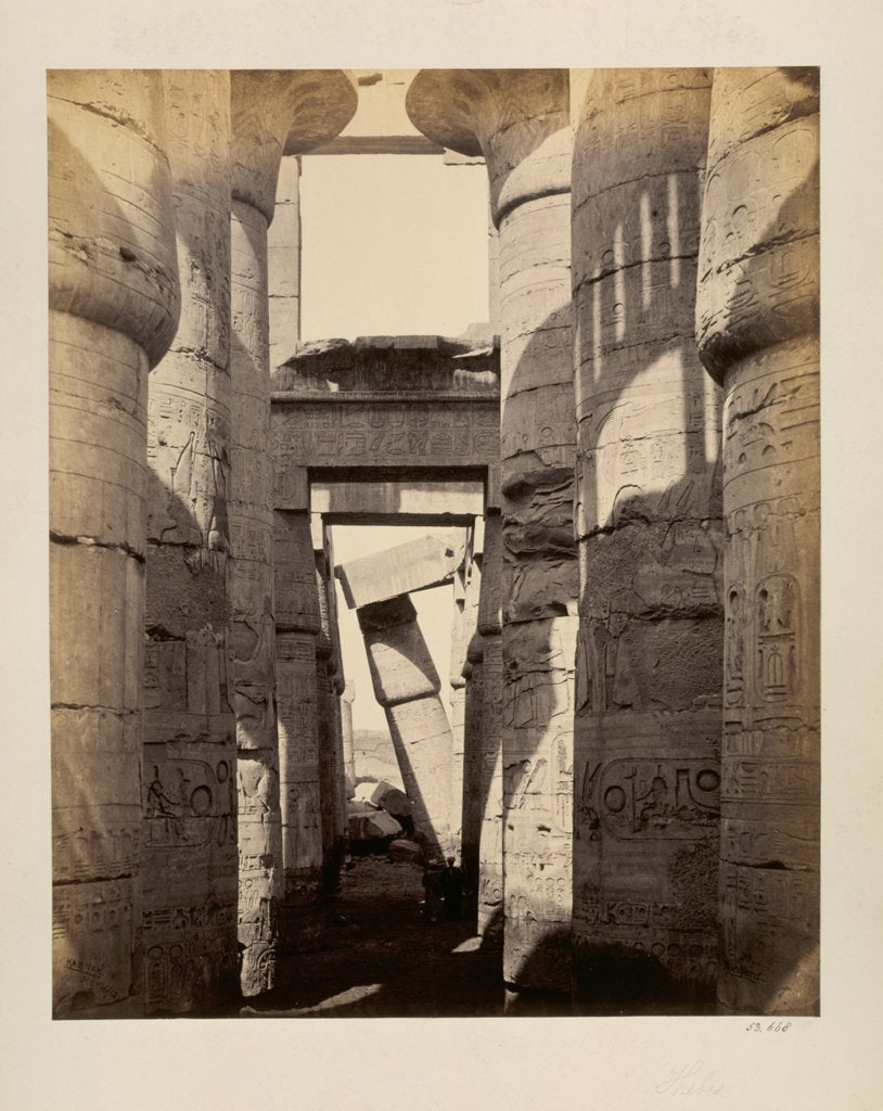 Detail of Hall of Columns, Temple of Karnak by Francis Bedford