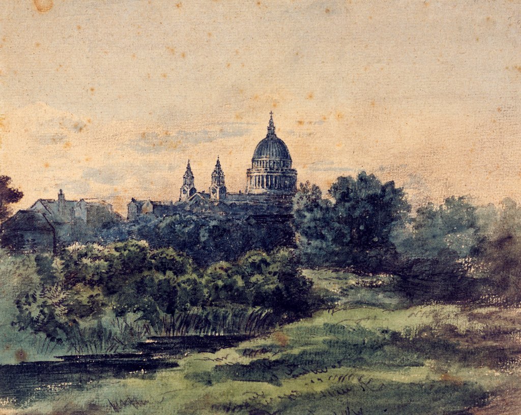Detail of St Paul's From Lambeth Marsh by Patrick Nasmyth