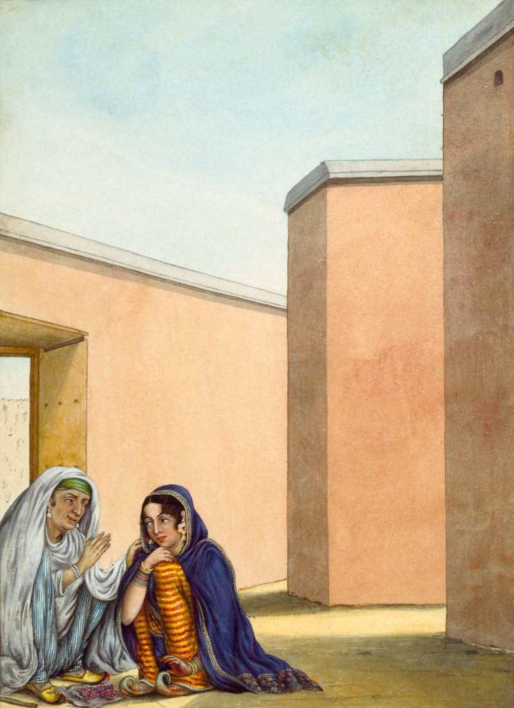 Detail of Two ladies in conversation by Unknown