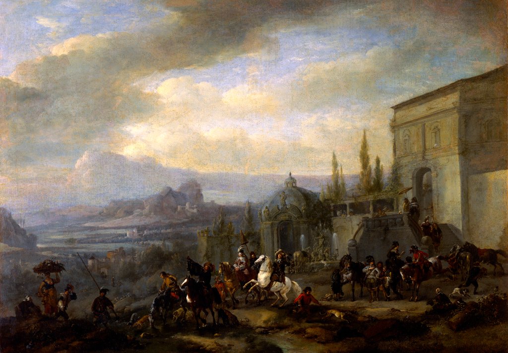 Detail of The Departure of a Hawking Party by Philips Wouverman