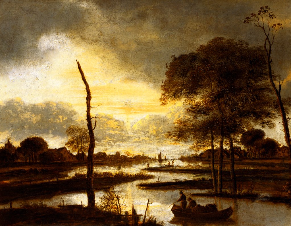 Detail of River Views, Evening by Aert van der Neer
