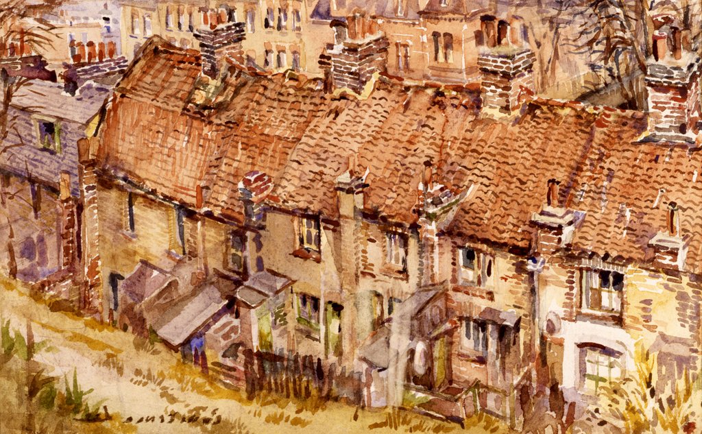 Detail of Cottages at Crouch End Hill by Constance L. Lee