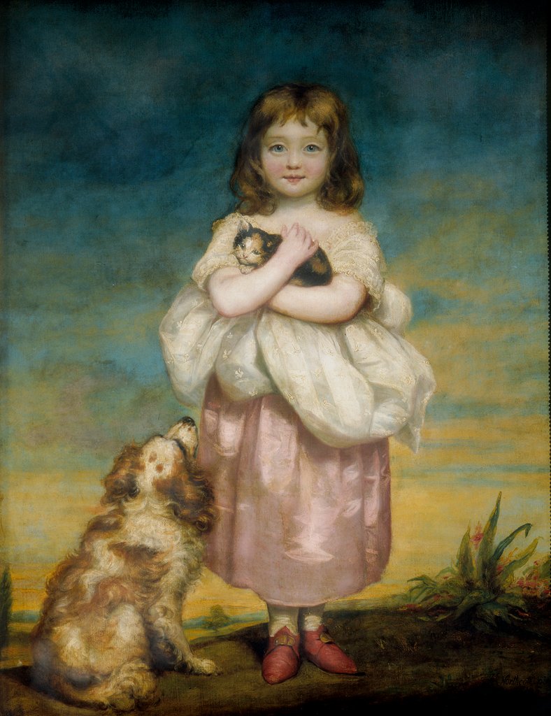 Detail of A Little Girl Nursing a Kitten by James Northcote