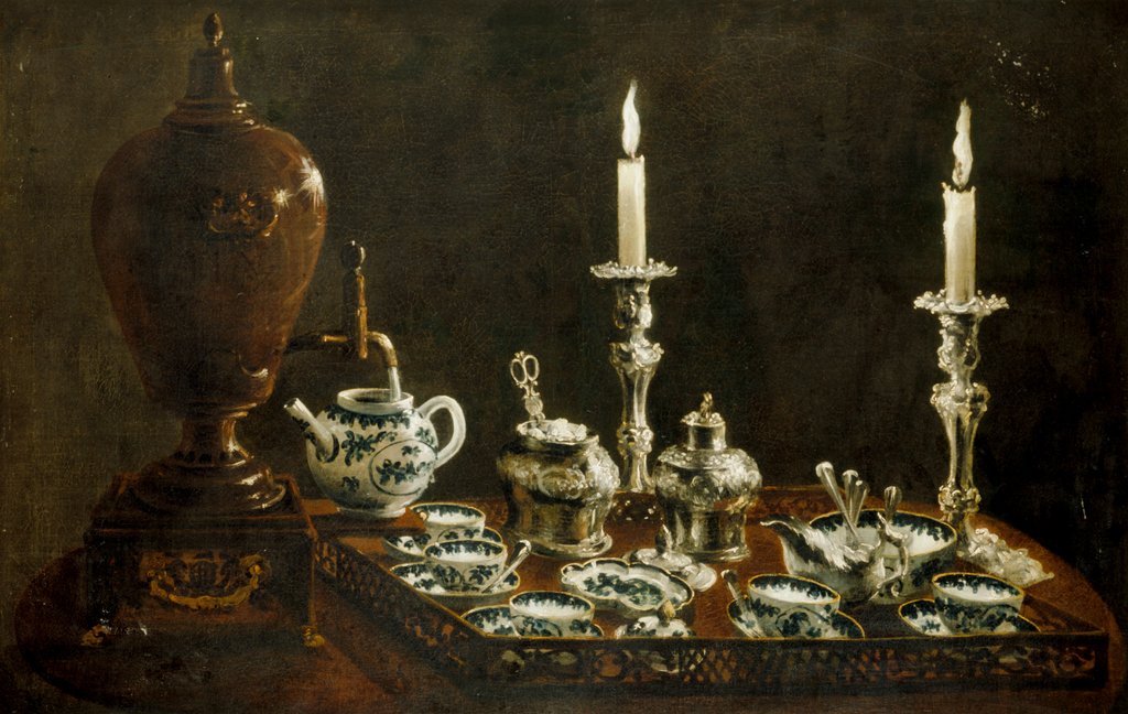 Detail of Tea service on tray. England, late 18th century by Unknown