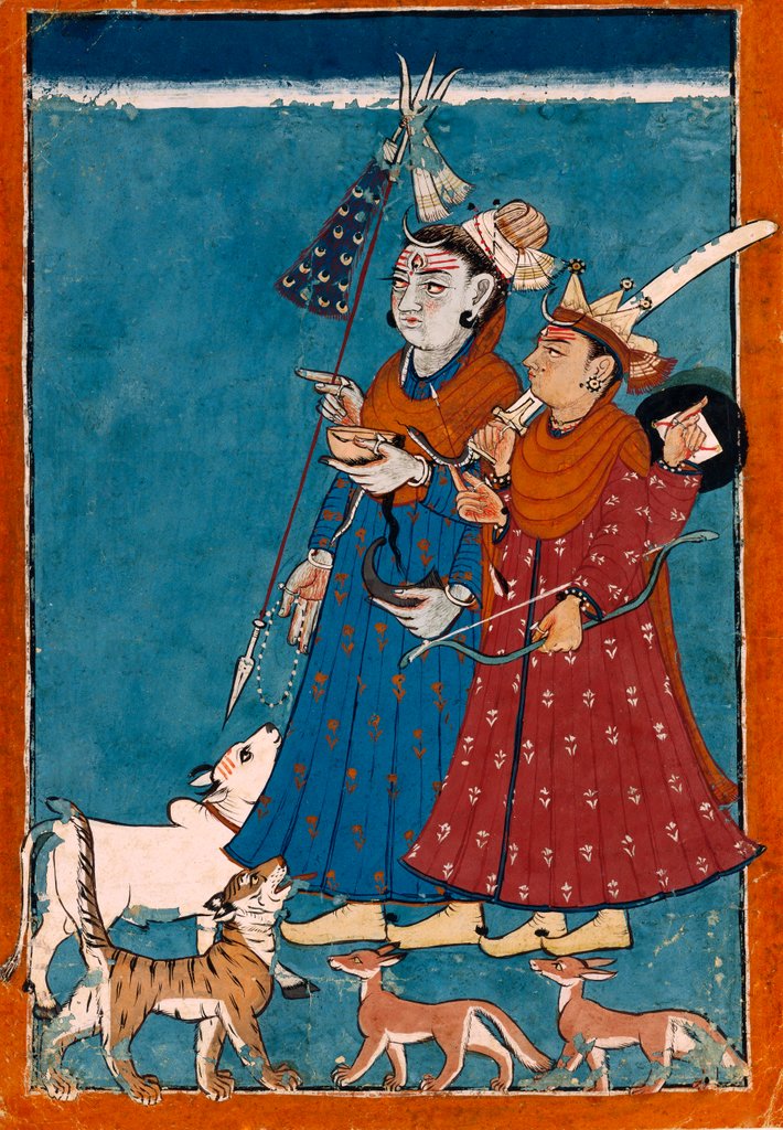 Detail of Shiva and the goddess Devi with attendant animals by Unknown