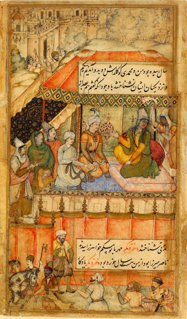 Detail of Queen holding audience in a tent by Unknown