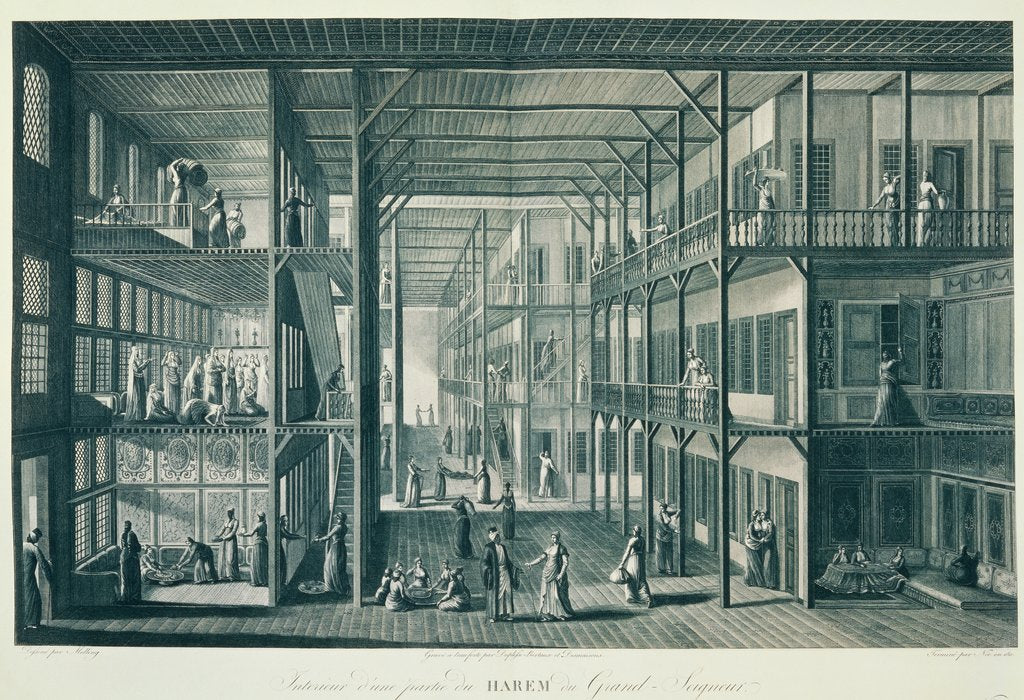 Detail of Interior of the Grand Master's Harem, Constantinople by Antoine Ignace Melling