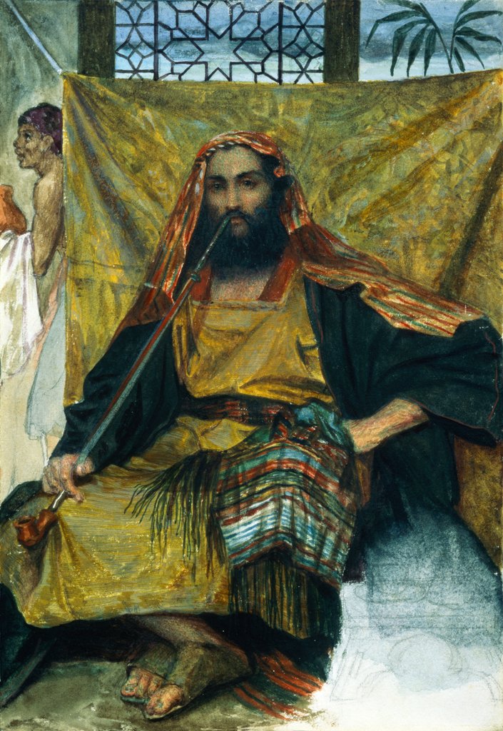 Detail of Man in Arab Costume, Seated and Smoking by Alfred Hassam