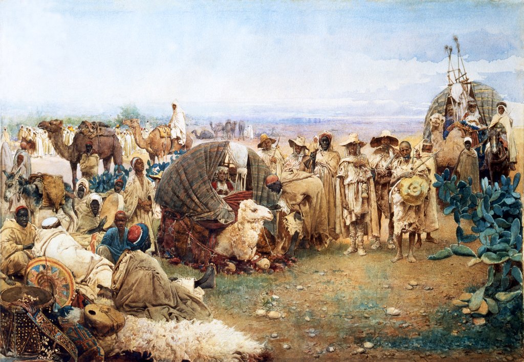 Detail of A caravan rests in Kabylie by Gustavo Simoni