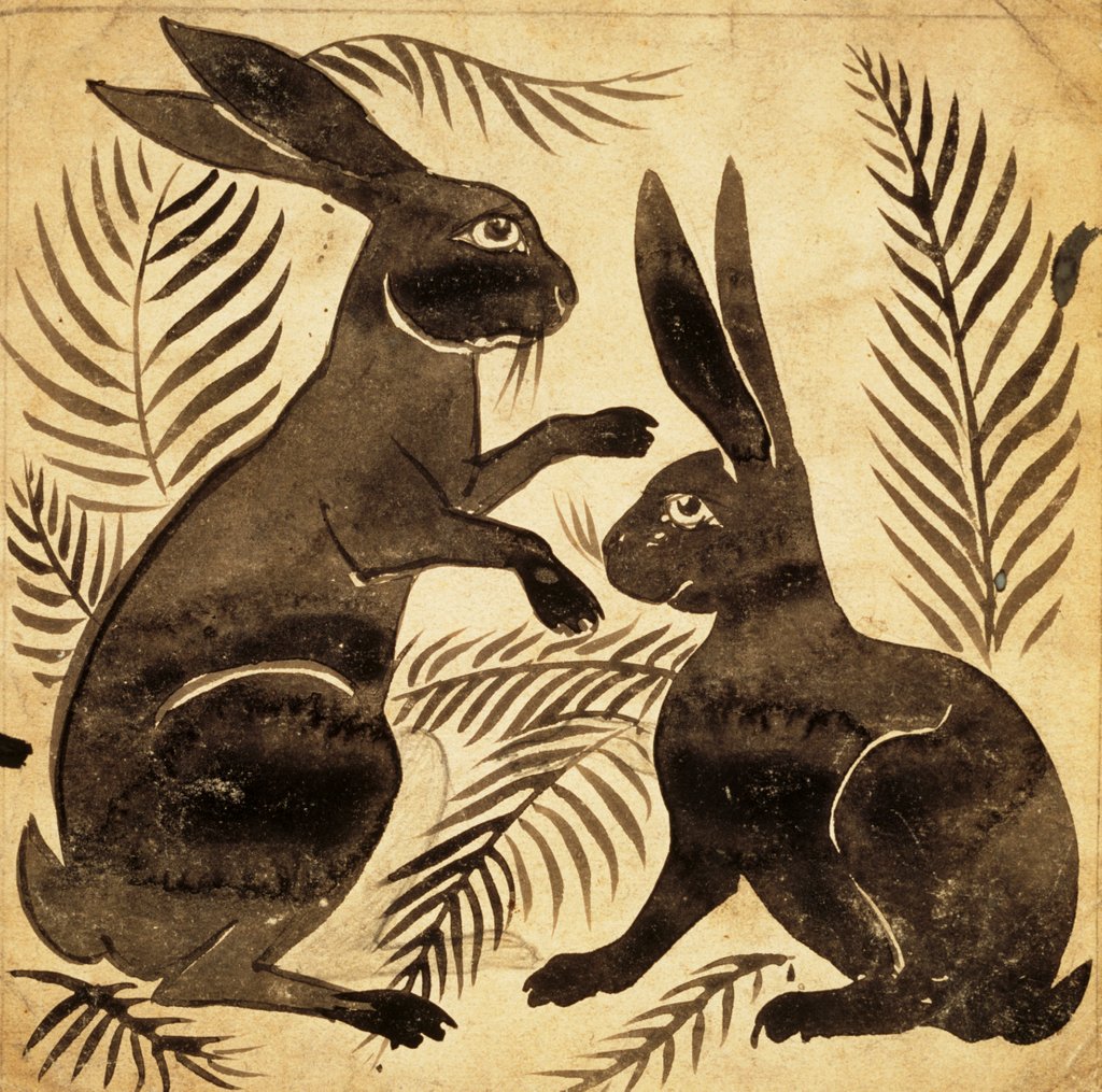 Detail of Two Rabbits or Hares by William Frend De Morgan