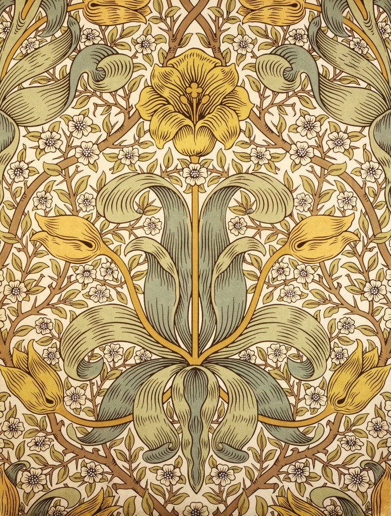 Detail of Lily wallpaper by William Morris
