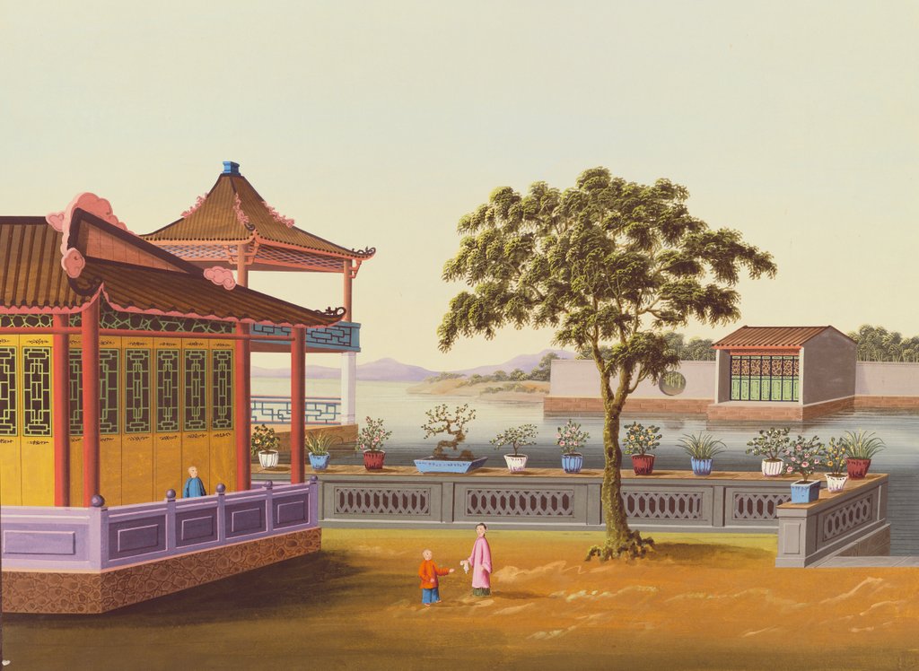 Detail of Large garden scene. China, 19th century by Unknown