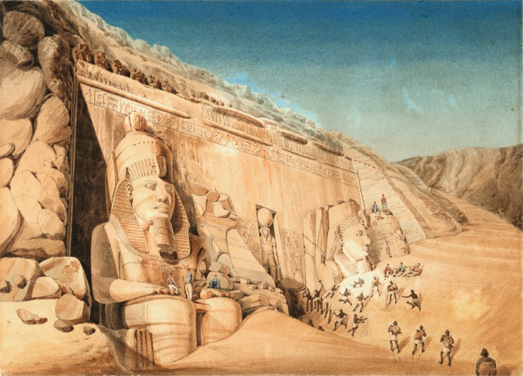 Detail of The Great Temple of Ramses II at Abu Simbel by Louis Maurice Adolphe Linant de Bellefonds