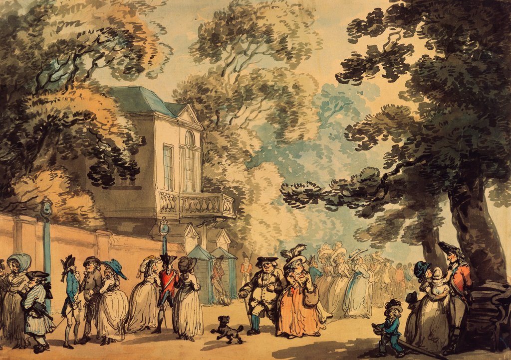 Detail of Entrance to the Mall, Spring Gardens by Thomas Rowlandson