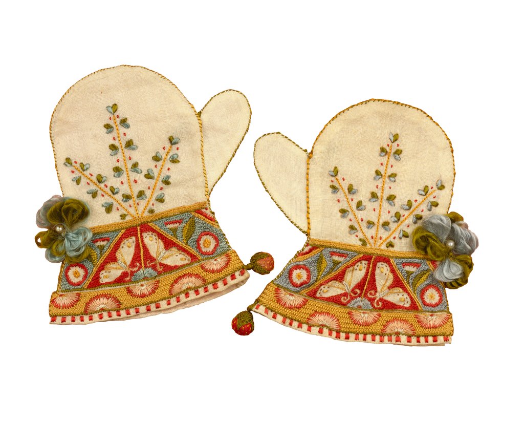 Detail of Pair of christening mittens by Charles Ricketts