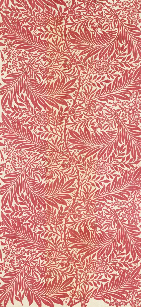 Detail of Larkspur furnishing fabric by William Morris