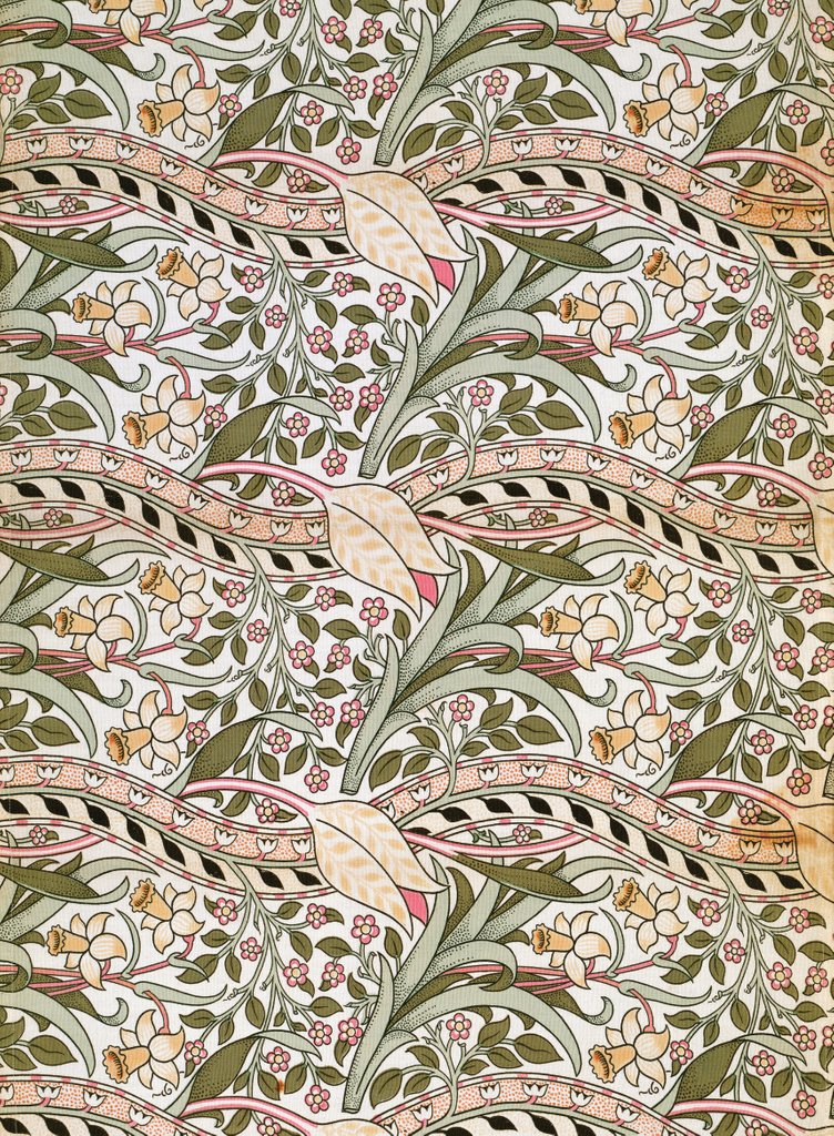 Detail of Daffodil furnishing fabric by John Henry Dearle
