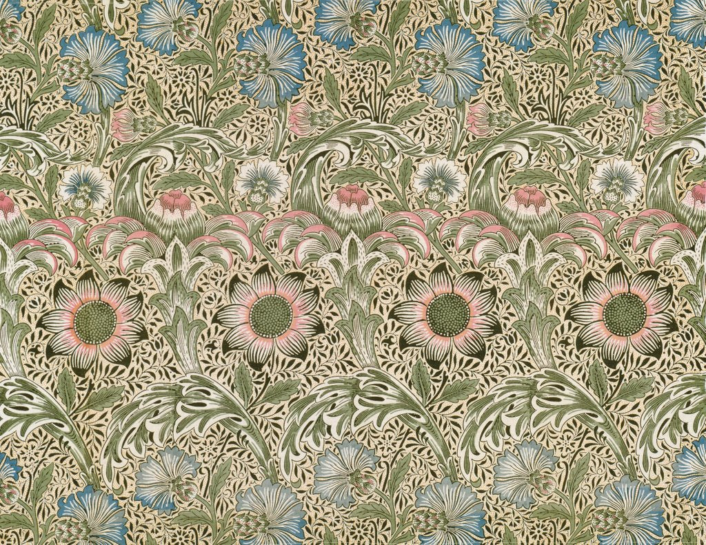 Detail of Corn cockle furnishing fabric by William Morris