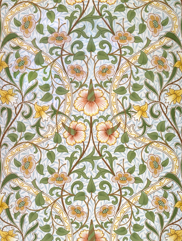 Detail of Daffodil wallpaper by John Henry Dearle